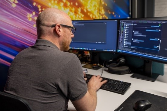 expert working at his workstation